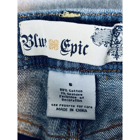 Blue Epic Women’s Jeans Denim - Wide Leg Flare Boho Hippie Dark Wash Size 6 - Picture 4 of 13
